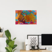 Poster Papillon Hippie Orange Bleu Bohème (Bureau à domicile)