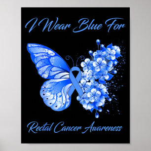 Poster Papillon je porte du bleu pour la sensibilisation