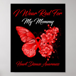 Poster Papillon Je Porte Du Rouge Pour La Maladie Cardiaq