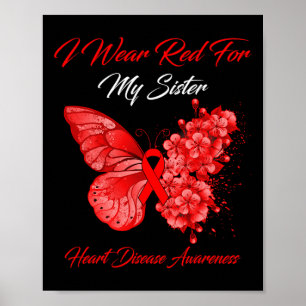 Poster Papillon Je Porte Du Rouge Pour Ma Soeur Maladie C