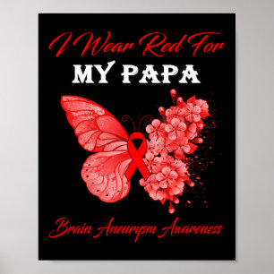 Poster Papillon Je Porte Du Rouge Pour Mon Papa Anévrisme