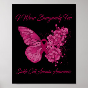 Poster Papillon Je Porte La Bourgogne Pour L'Anémie Cellu