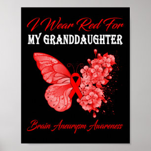 Poster Papillon Je Porte Le Rouge Pour Mon Cerveau Petite