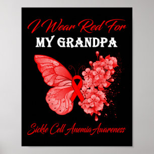 Poster Papillon Je Porte Le Rouge Pour Mon Grand-Père Cel