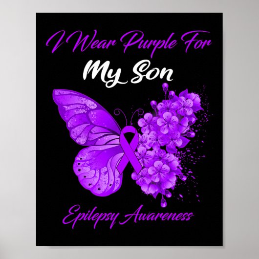 Poster Papillon Je Porte Le Violet Pour Mon Fils Epilepsi (Devant)