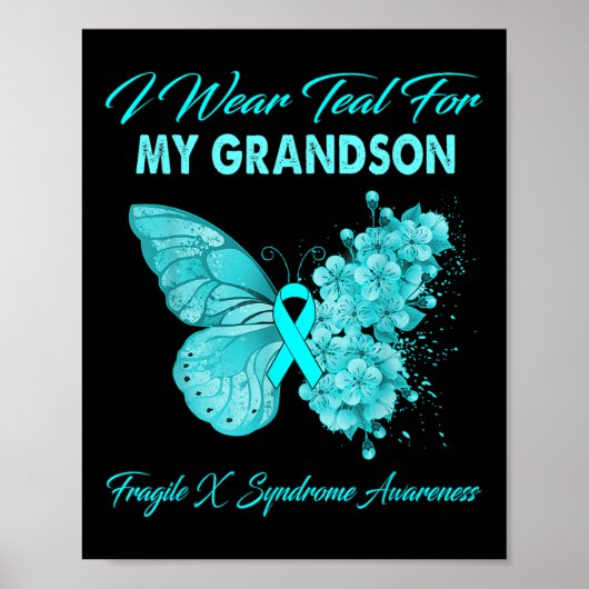 Poster Papillon Je Porte Turquoise Pour Mon Petit-Fils Fr (Devant)