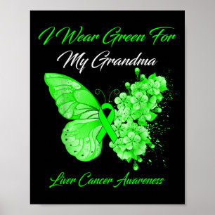 Poster Papillon Je Porte Vert Pour Mon Grand-Mère Cancer 