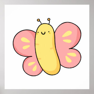 Poster Papillon Kawaii mou