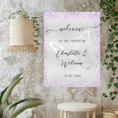 Poster papillon lavande mariage en argent bienvenue