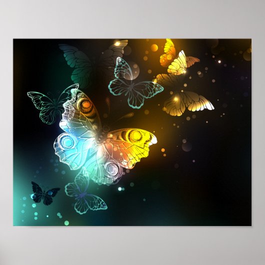Poster Papillon lumineux et papillons de nuit (Devant)