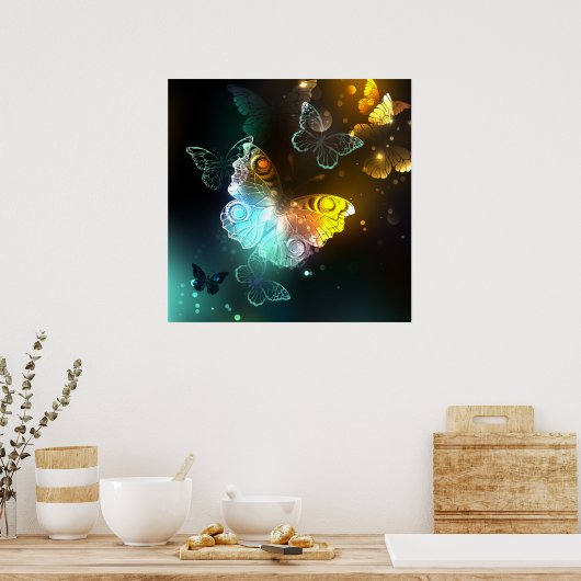 Poster Papillon lumineux et papillons de nuit (Cuisine)