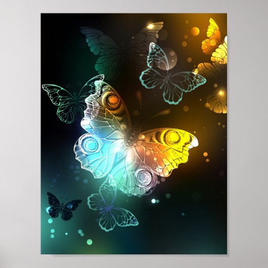 Poster Papillon lumineux et papillons de nuit (Devant)