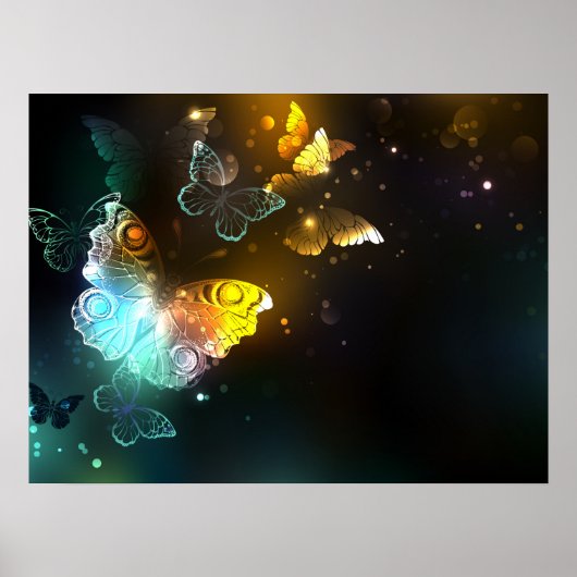 Poster Papillon lumineux et papillons de nuit (Devant)