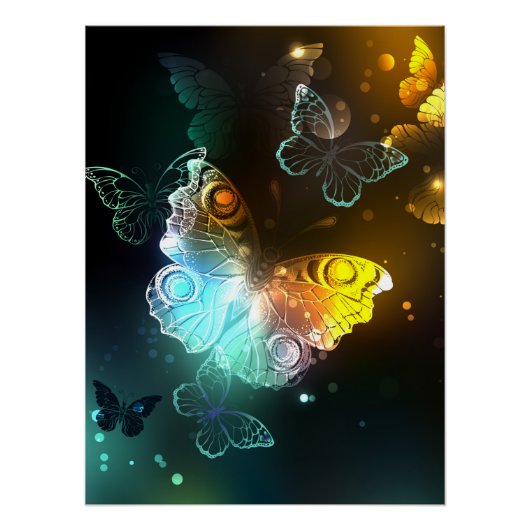 Poster Papillon lumineux et papillons de nuit (Devant)