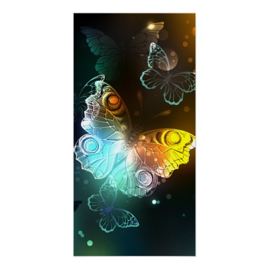 Poster Papillon lumineux et papillons de nuit (Devant)