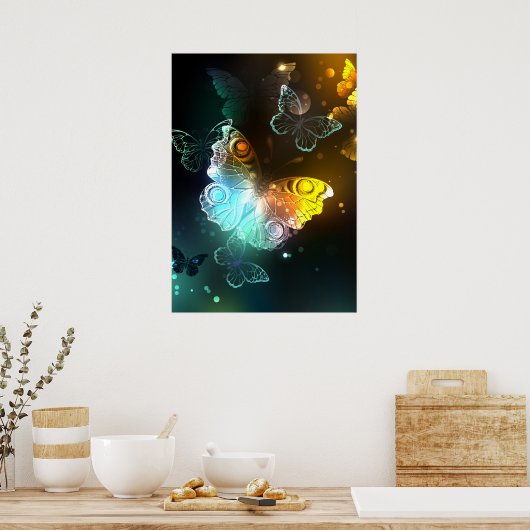 Poster Papillon lumineux et papillons de nuit (Cuisine)