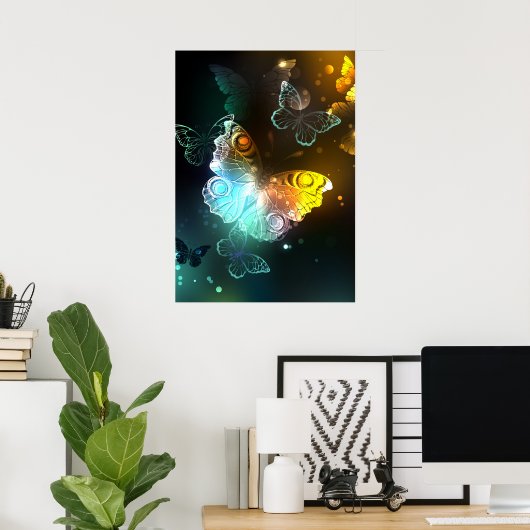 Poster Papillon lumineux et papillons de nuit (Bureau à domicile)