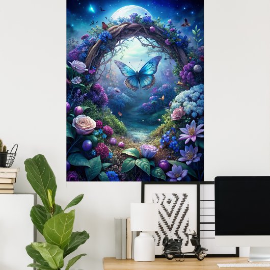 Poster Papillon Lune (Bureau à domicile)
