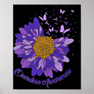 Poster Papillon Marguerite Ruban Violet Sensibilisation a