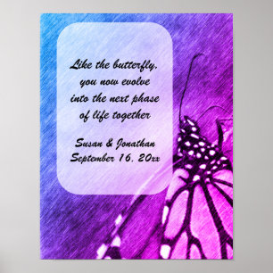 Poster Papillon Mariage personnalisé