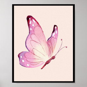 Poster Papillon minimaliste rose moderne