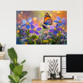 Poster Papillon minuscule sur les Fleurs sauvages au leve (Bureau à domicile)