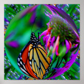 Poster Papillon Monarque Dans Une Bulle Abstraite Nature (Devant)