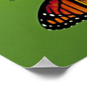 Poster Papillon monarque et fleur sur Carré vert (Coin)