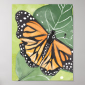 Poster Papillon Monarque | Peinture Aquarelle (Devant)
