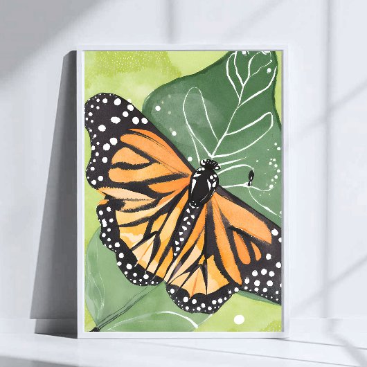 Poster Papillon Monarque | Peinture Aquarelle
