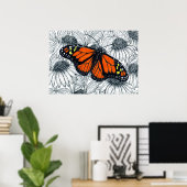 Poster Papillon monarque sur coneflowers (Bureau à domicile)