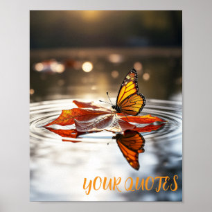 Poster Papillon monarque sur feuille d'automne