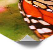 Poster Papillon Monarque Sur Fleur Art Décoré (Coin)