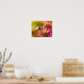 Poster Papillon Monarque Sur Fleur Art Décoré (Cuisine)