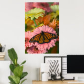 Poster Papillon Monarque sur une Gerbera| Danaus Plexippu (Bureau à domicile)