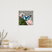 Poster Papillon Morpho Bleu Art Floral Botanique Poste (Cuisine)