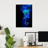 Poster Papillon Morpho sur fond sombre (Bureau à domicile)