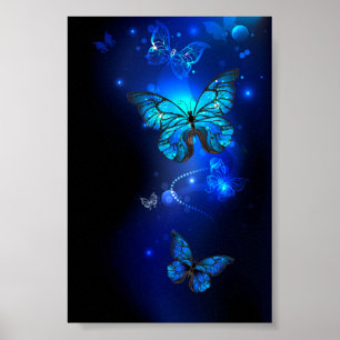 Poster Papillon Morpho sur fond sombre