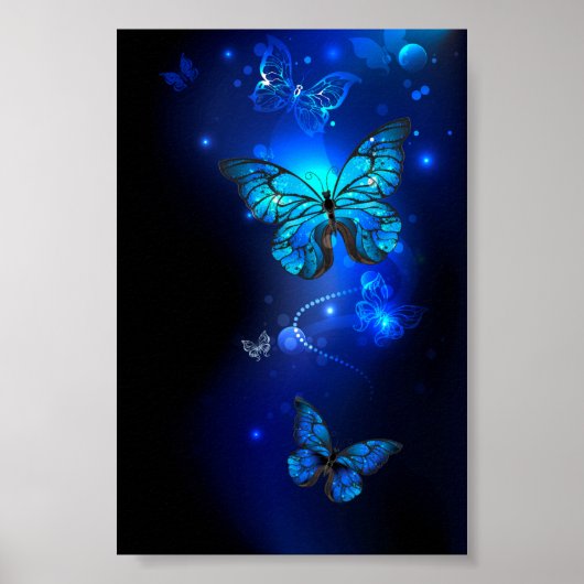 Poster Papillon Morpho sur fond sombre (Devant)