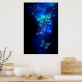 Poster Papillon Morpho sur fond sombre (Cuisine)