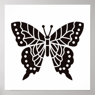 Poster Papillon noir et blanc