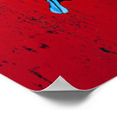 Poster Papillon noir et bleu sur mur rouge (Coin)