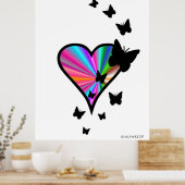 Poster Papillon noir sur Rainbow Heart (Cuisine)