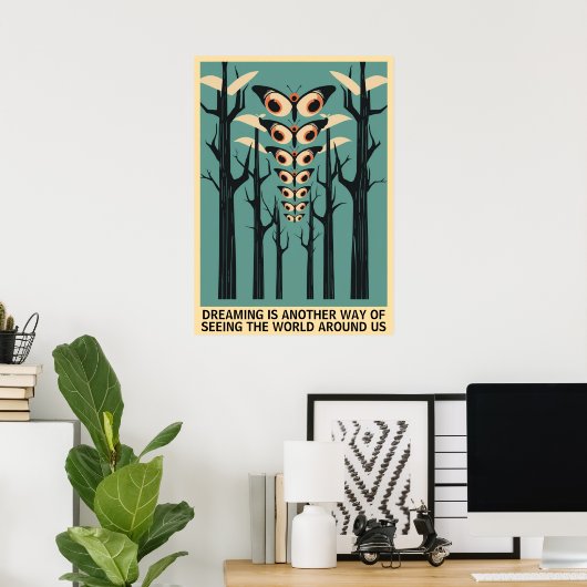 Poster Papillon oculaire en forêt - Devis personnalisable (Bureau à domicile)