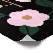 Poster Papillon papillon noir rose Boho (Coin)