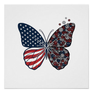 Poster Papillon patriotique vintage de la paix Vector Art