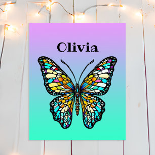 Poster Papillon Personnalisé en Verre Coloré