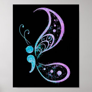 Poster Papillon point-virgule vintage Tatouage point-virg
