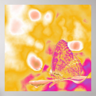 Poster Papillon pop art sur la feuille
