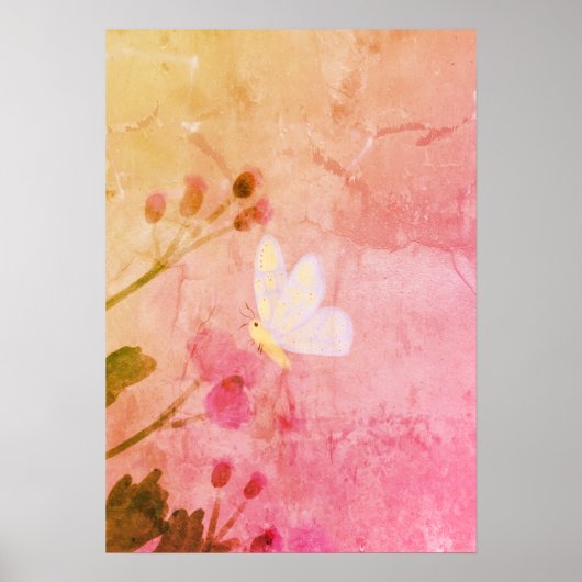 Poster Papillon rose (Devant)